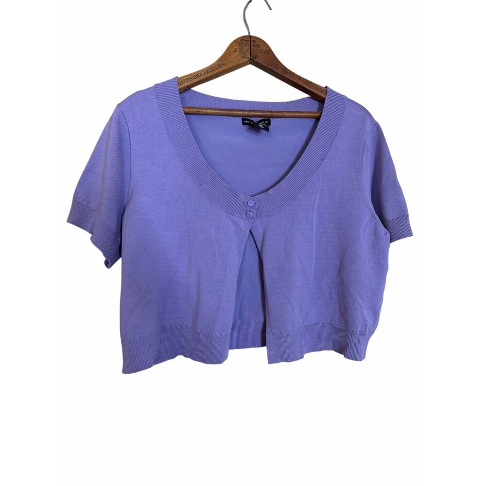 New York & Company NWOT Silk Blend Short Sleeve Knit Shrug Lavender Size XL - Picture 2 of 8